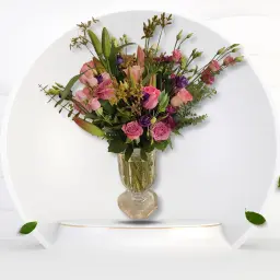A Bouquet of Roses in A Transparent Vase